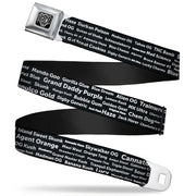 Seatbelt Belt - Verbiage Marijuana Strains Black/White Seatbelt Belts Buckle-Down