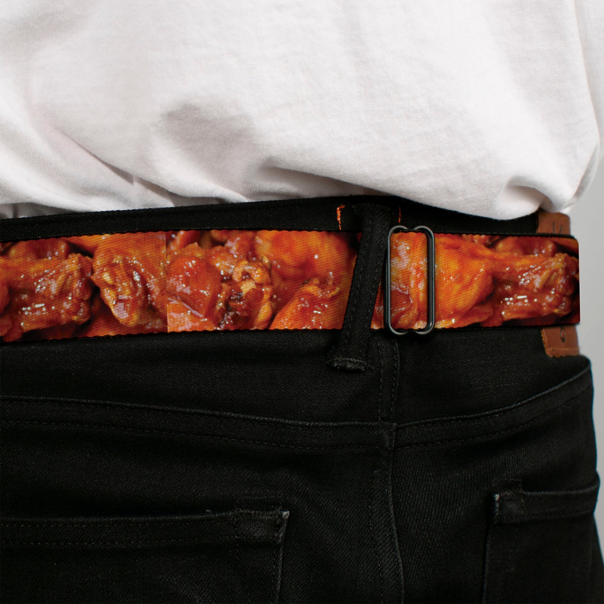 BD Wings Logo CLOSE-UP Full Color Black Silver Seatbelt Belt - Vivid Hot Wings Stacked Webbing Seatbelt Belts Buckle-Down
