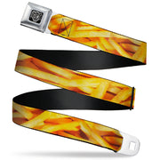 BD Wings Logo CLOSE-UP Full Color Black Silver Seatbelt Belt - Vivid French Fries Stacked Webbing Seatbelt Belts Buckle-Down