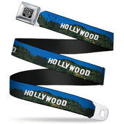 BD Wings Logo CLOSE-UP Full Color Black Silver Seatbelt Belt - Vivid HOLLYWOOD Sign Webbing Seatbelt Belts Buckle-Down