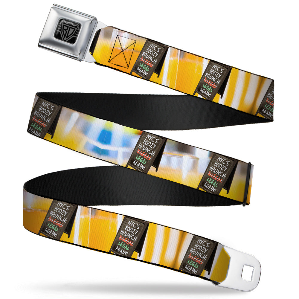 BD Wings Logo CLOSE-UP Full Color Black Silver Seatbelt Belt - Vivid NYC Brunch Sign/Mimosa Webbing Seatbelt Belts Buckle-Down