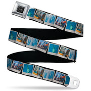 BD Wings Logo CLOSE-UP Black/Silver Seatbelt Belt - Vivid New York City Snapshots Stacked Webbing Seatbelt Belts Buckle-Down