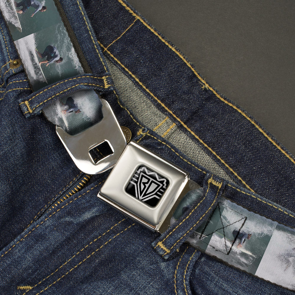 BD Wings Logo CLOSE-UP Full Color Black Silver Seatbelt Belt - Vivid Surfer Sequence Blocks Webbing Seatbelt Belts Buckle-Down