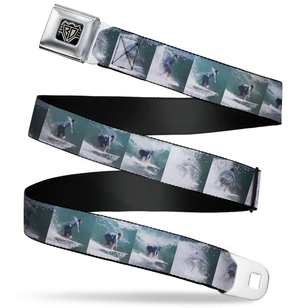 BD Wings Logo CLOSE-UP Full Color Black Silver Seatbelt Belt - Vivid Surfer Sequence Blocks Webbing Seatbelt Belts Buckle-Down