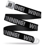 BD Wings Logo CLOSE-UP Full Color Black Silver Seatbelt Belt - WINNING! Black/Gray Webbing Seatbelt Belts Buckle-Down