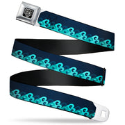 BD Wings Logo CLOSE-UP Full Color Black Silver Seatbelt Belt - Waves Navy/Blue Shades Webbing Seatbelt Belts Buckle-Down