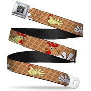 BD Wings Logo CLOSE-UP Full Color Black Silver Seatbelt Belt - Waffle/Chicken Poses Webbing Seatbelt Belts Buckle-Down