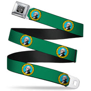 BD Wings Logo CLOSE-UP Full Color Black Silver Seatbelt Belt - Washington Flag Webbing Seatbelt Belts Buckle-Down