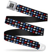 BD Wings Logo CLOSE-UP Full Color Black Silver Seatbelt Belt - Whales Navy/Red/White/Blue Webbing Seatbelt Belts Buckle-Down