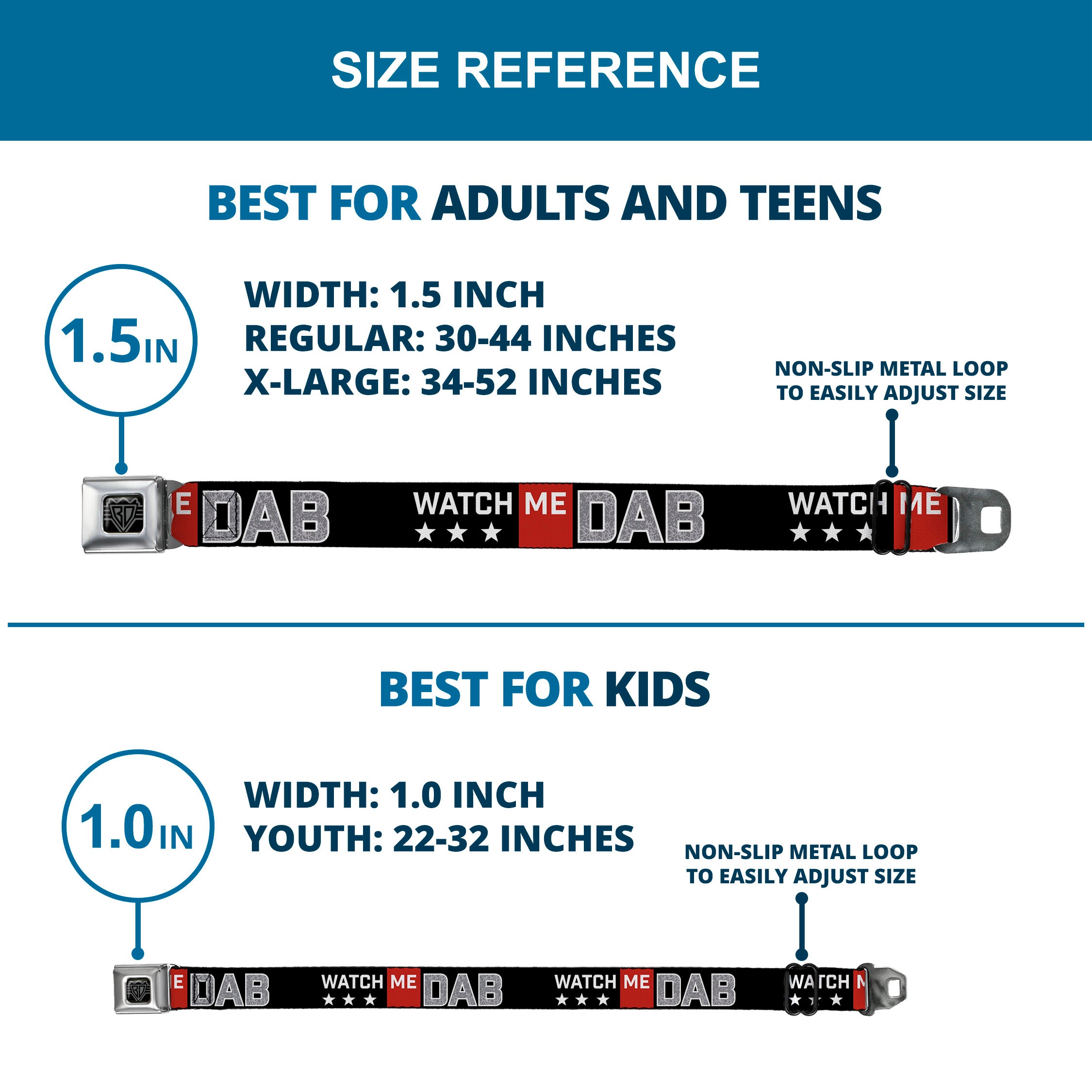 BD Wings Logo CLOSE-UP Full Color Black Silver Seatbelt Belt - WATCH ME DAB/Stars Black/Red/White/Crackle Gray Webbing Seatbelt Belts Buckle-Down