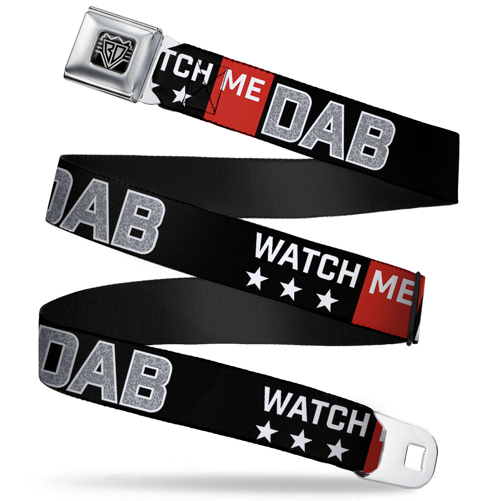BD Wings Logo CLOSE-UP Full Color Black Silver Seatbelt Belt - WATCH ME DAB/Stars Black/Red/White/Crackle Gray Webbing Seatbelt Belts Buckle-Down