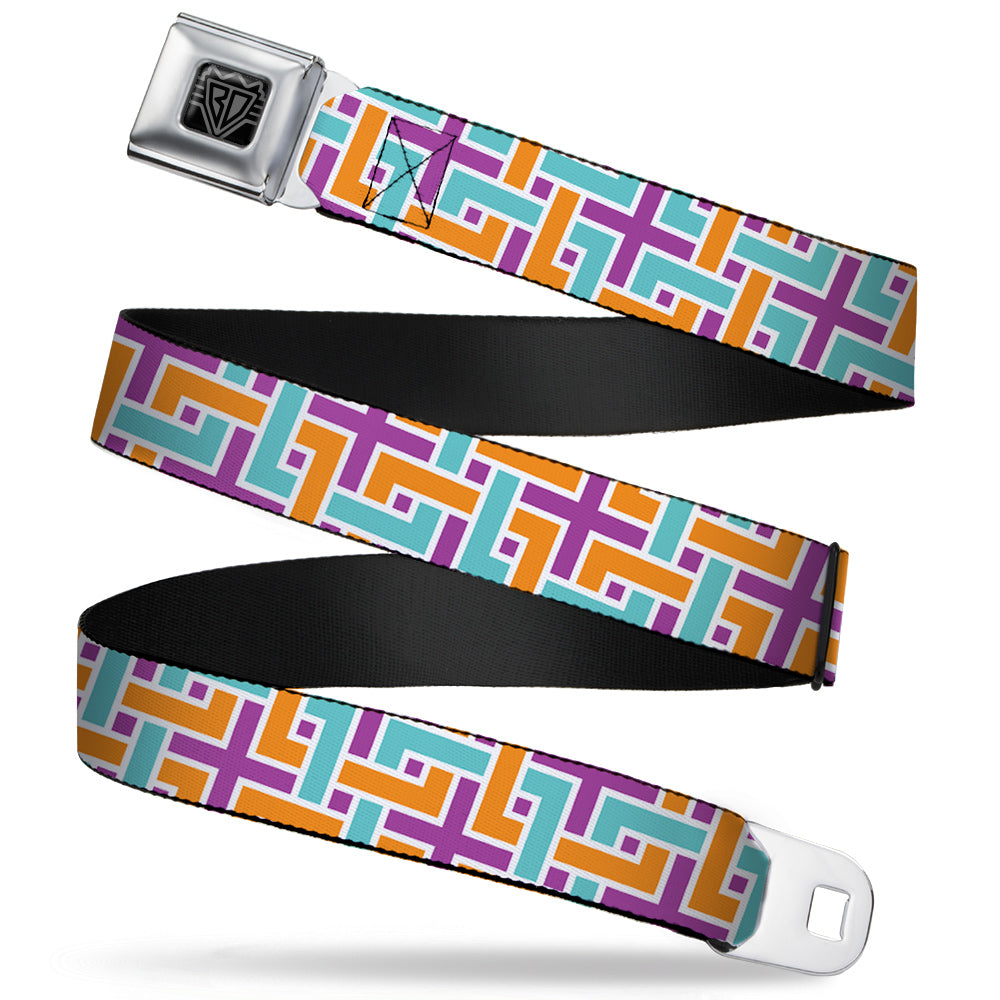 BD Wings Logo CLOSE-UP Full Color Black Silver Seatbelt Belt - Weave CLOSE-UP White/Pink/Orange/Aqua Webbing Seatbelt Belts Buckle-Down
