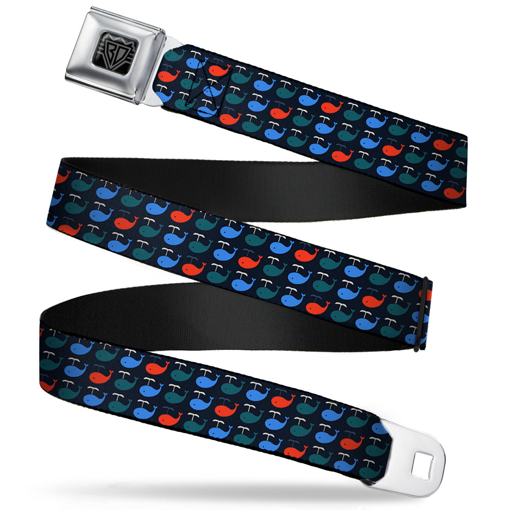 BD Wings Logo CLOSE-UP Full Color Black Silver Seatbelt Belt - Whales Navy/Green/Blue/Red Webbing Seatbelt Belts Buckle-Down