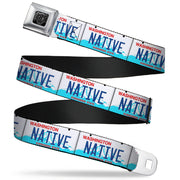 BD Wings Logo CLOSE-UP Full Color Black Silver Seatbelt Belt - Washington License Plate NATIVE Webbing Seatbelt Belts Buckle-Down