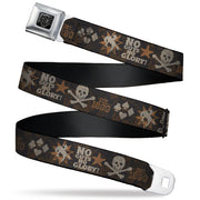 BD Wings Logo CLOSE-UP Black/Silver Seatbelt Belt - Western NO GUTS NO GLORY Skull and Crossbones Browns/Gray Webbing Seatbelt Belts Buckle-Down