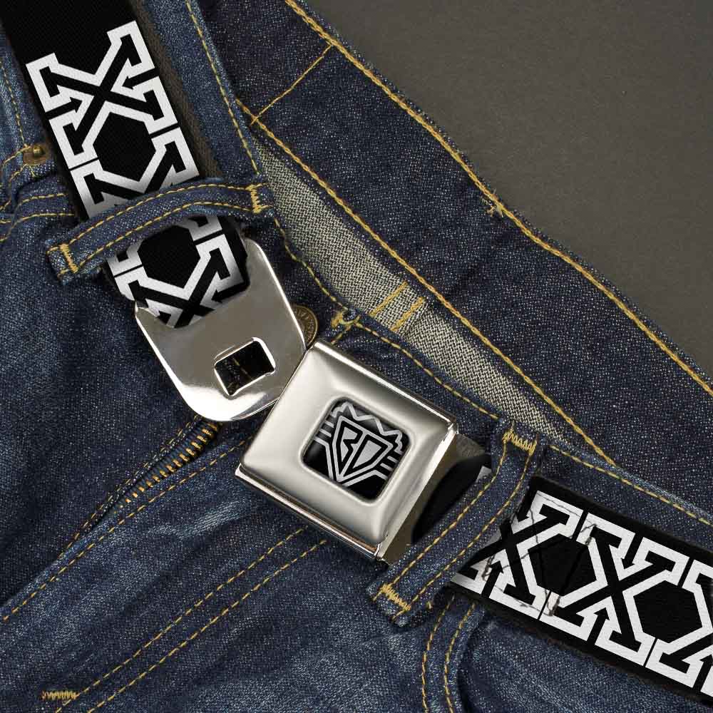 Seatbelt Belt - XXX Black/White Seatbelt Belts Buckle-Down