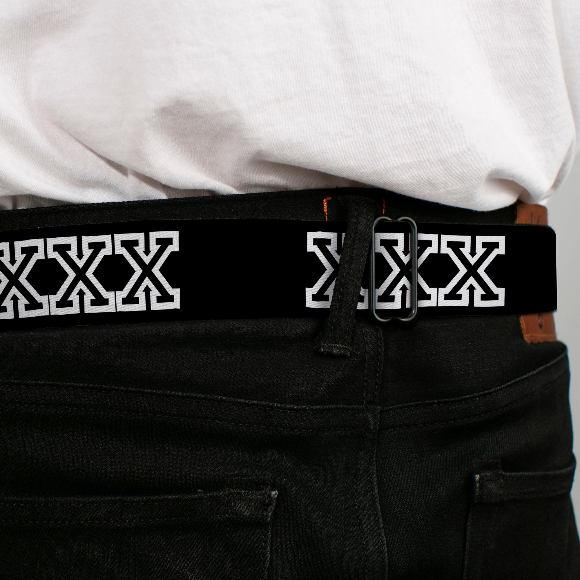 Seatbelt Belt - XXX Black/White Seatbelt Belts Buckle-Down