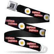 BD Wings Logo CLOSE-UP Full Color Black Silver Seatbelt Belt - Bacon & Eggs Black Webbing Seatbelt Belts Buckle-Down