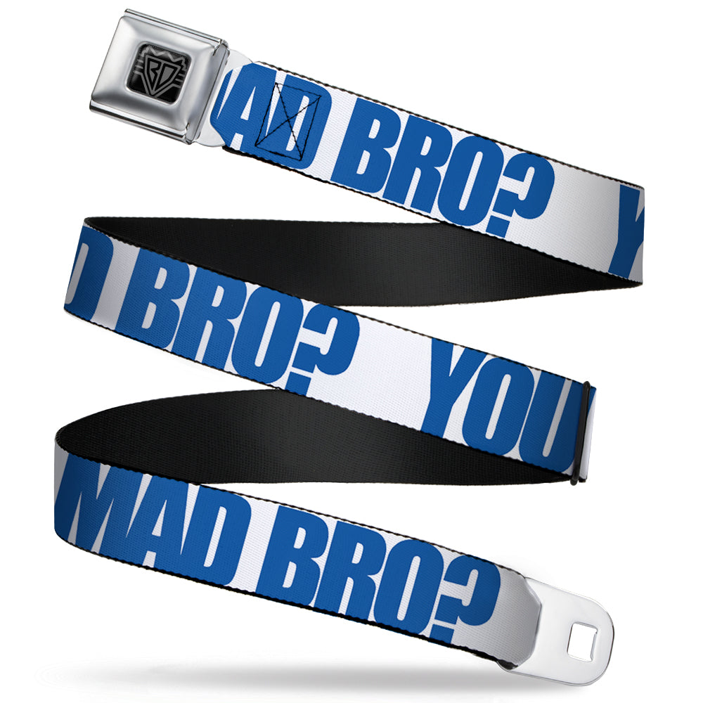 BD Wings Logo CLOSE-UP Full Color Black Silver Seatbelt Belt - YOU MAD BRO White/Royal Webbing Seatbelt Belts Buckle-Down