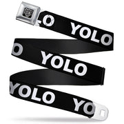 BD Wings Logo CLOSE-UP Full Color Black Silver Seatbelt Belt - YOLO Black/White Webbing Seatbelt Belts Buckle-Down