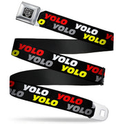 BD Wings Logo CLOSE-UP Full Color Black Silver Seatbelt Belt - YOLO2 Black/Red/White/Gray/Yellow Webbing Seatbelt Belts Buckle-Down