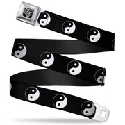BD Wings Logo CLOSE-UP Full Color Black Silver Seatbelt Belt - Yin Yang Symbol Black/White Webbing Seatbelt Belts Buckle-Down