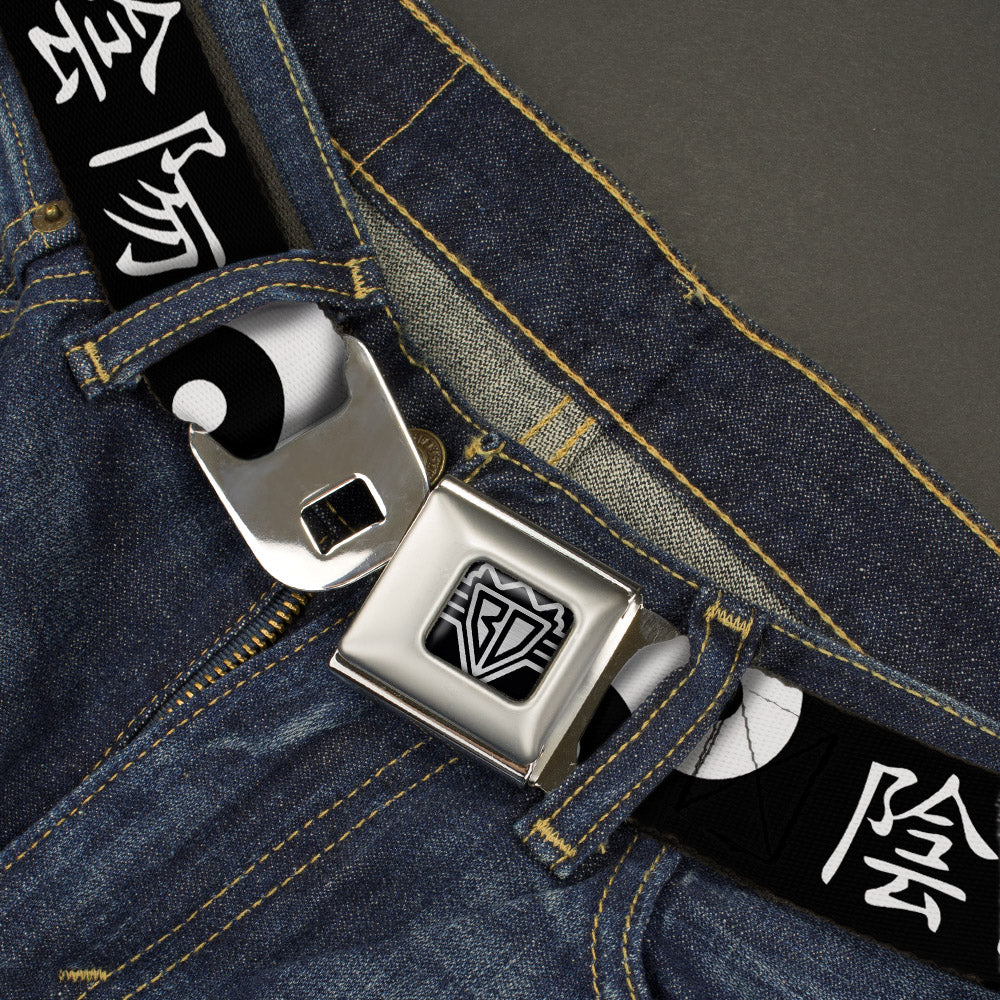 BD Wings Logo CLOSE-UP Full Color Black Silver Seatbelt Belt - Yin Yang Symbol CLOSE-UP/Characters Black/White Webbing Seatbelt Belts Buckle-Down
