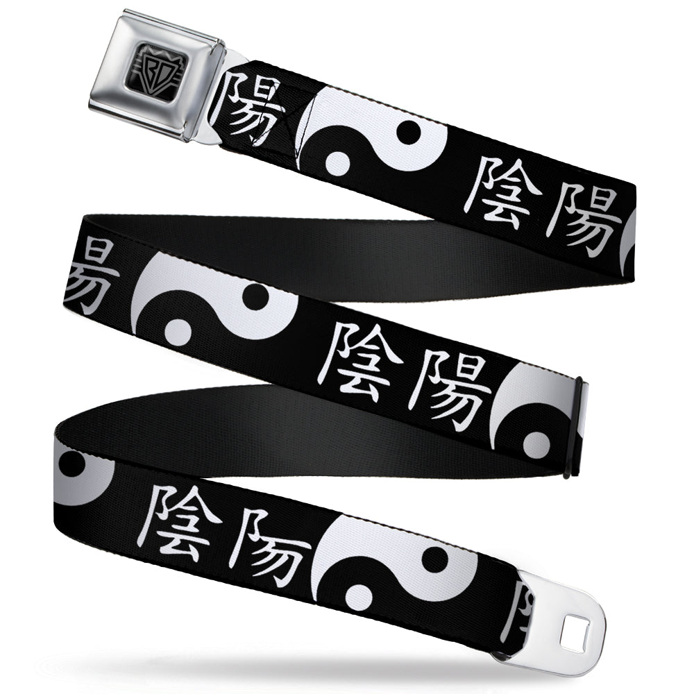 BD Wings Logo CLOSE-UP Full Color Black Silver Seatbelt Belt - Yin Yang Symbol CLOSE-UP/Characters Black/White Webbing Seatbelt Belts Buckle-Down