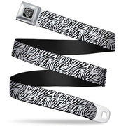 BD Wings Logo CLOSE-UP Full Color Black Silver Seatbelt Belt - Zebra 2 White Webbing Seatbelt Belts Buckle-Down