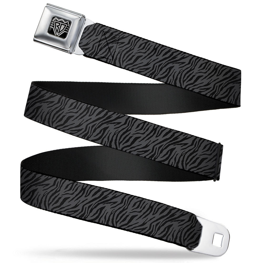 BD Wings Logo CLOSE-UP Full Color Black Silver Seatbelt Belt - Zebra 2 Black/Gray Webbing Seatbelt Belts Buckle-Down