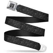 BD Wings Logo CLOSE-UP Full Color Black Silver Seatbelt Belt - Zebra 2 Black/Gray Webbing Seatbelt Belts Buckle-Down