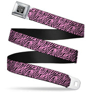 BD Wings Logo CLOSE-UP Full Color Black Silver Seatbelt Belt - Zebra 2 Baby Pink Webbing Seatbelt Belts Buckle-Down