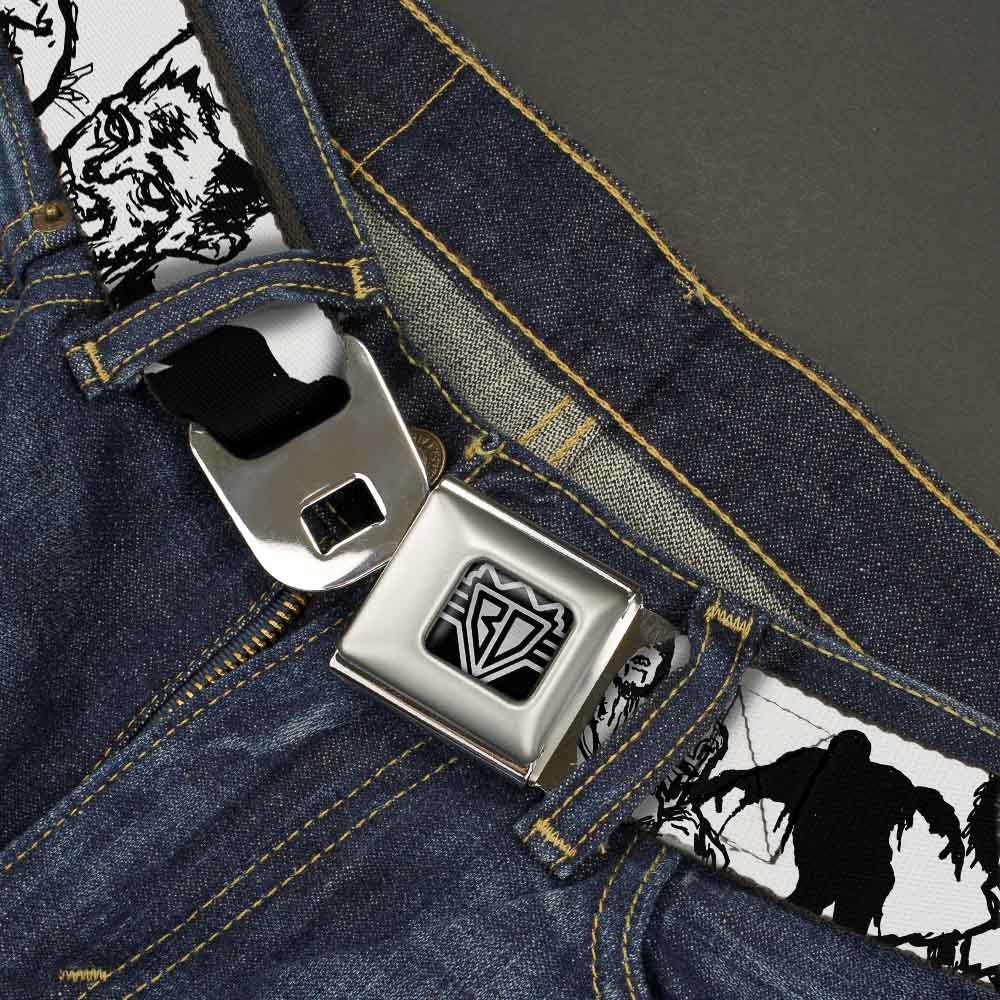 BD Wings Logo CLOSE-UP Full Color Black Silver Seatbelt Belt - Zombies White/Black Webbing Seatbelt Belts Buckle-Down