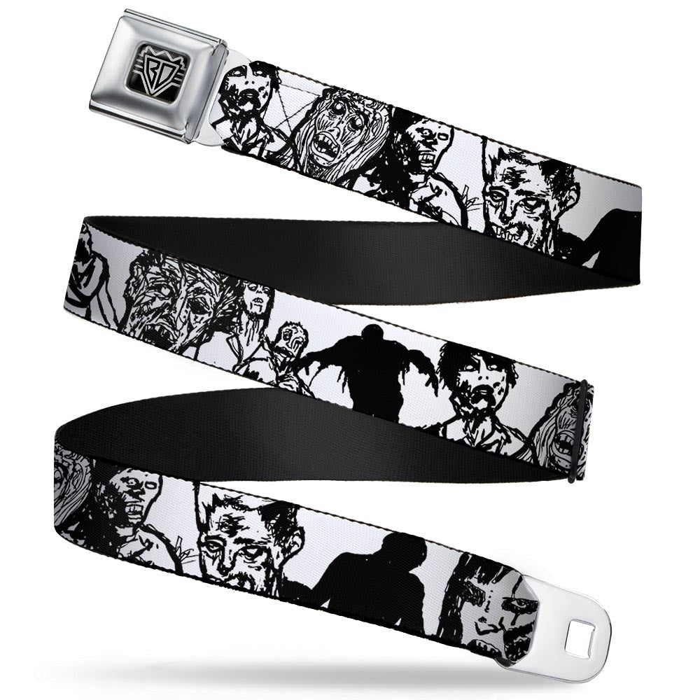 BD Wings Logo CLOSE-UP Full Color Black Silver Seatbelt Belt - Zombies White/Black Webbing Seatbelt Belts Buckle-Down