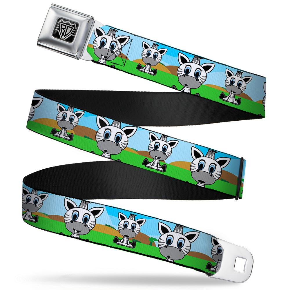 BD Wings Logo CLOSE-UP Full Color Black Silver Seatbelt Belt - Zebra Cartoon Webbing Seatbelt Belts Buckle-Down