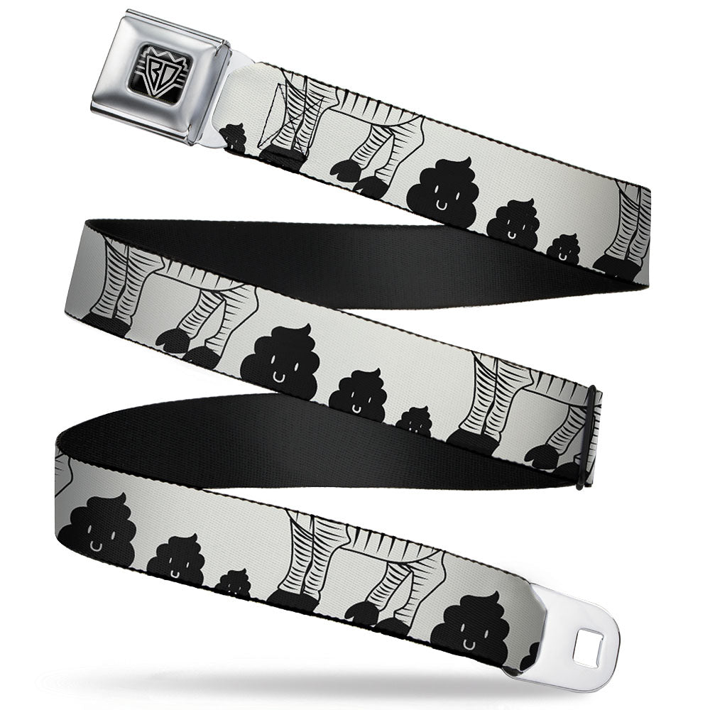 BD Wings Logo CLOSE-UP Full Color Black Silver Seatbelt Belt - Zebra Poops Off-White/Black Webbing Seatbelt Belts Buckle-Down