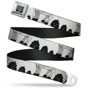 BD Wings Logo CLOSE-UP Full Color Black Silver Seatbelt Belt - Zebra Poops Off-White/Black Webbing Seatbelt Belts Buckle-Down