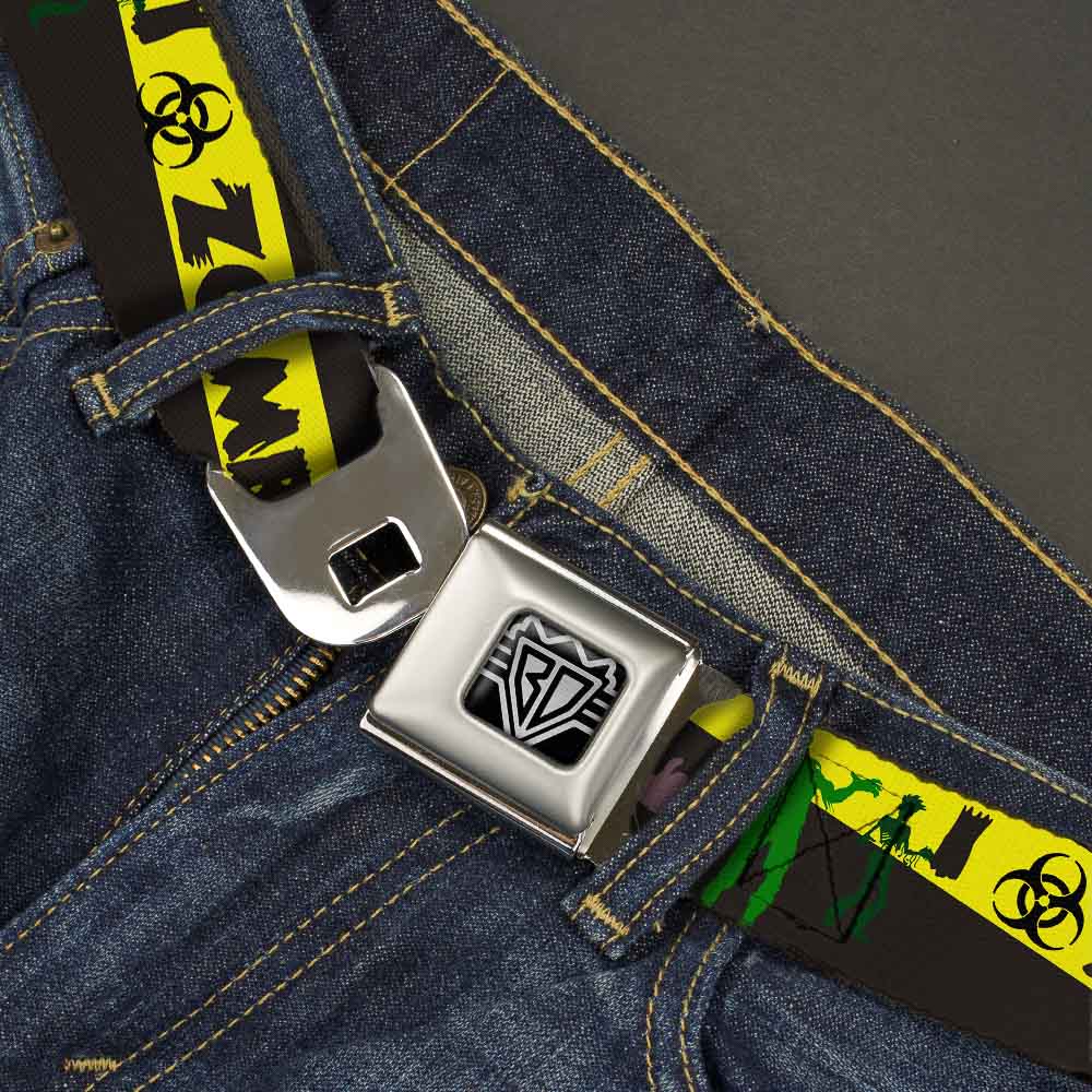 BD Wings Logo CLOSE-UP Full Color Black Silver Seatbelt Belt - Zombies Biohazard Black/Yellow/Green Webbing Seatbelt Belts Buckle-Down
