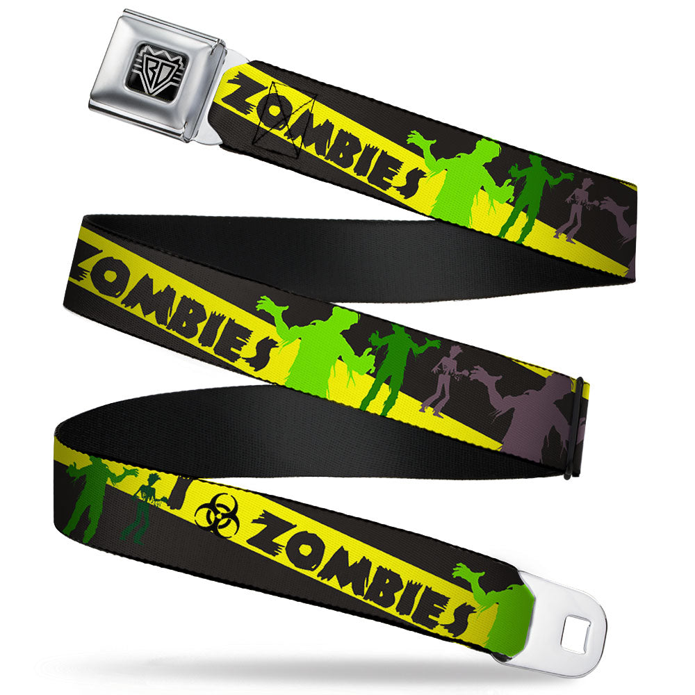 BD Wings Logo CLOSE-UP Full Color Black Silver Seatbelt Belt - Zombies Biohazard Black/Yellow/Green Webbing Seatbelt Belts Buckle-Down