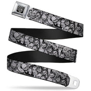 BD Wings Logo CLOSE-UP Full Color Black Silver Seatbelt Belt - Zombie Skulls Sketch Webbing Seatbelt Belts Buckle-Down
