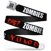 BD Wings Logo CLOSE-UP Full Color Black Silver Seatbelt Belt - Zombies Y U NO DIE Black/White/Red Webbing Seatbelt Belts Buckle-Down
