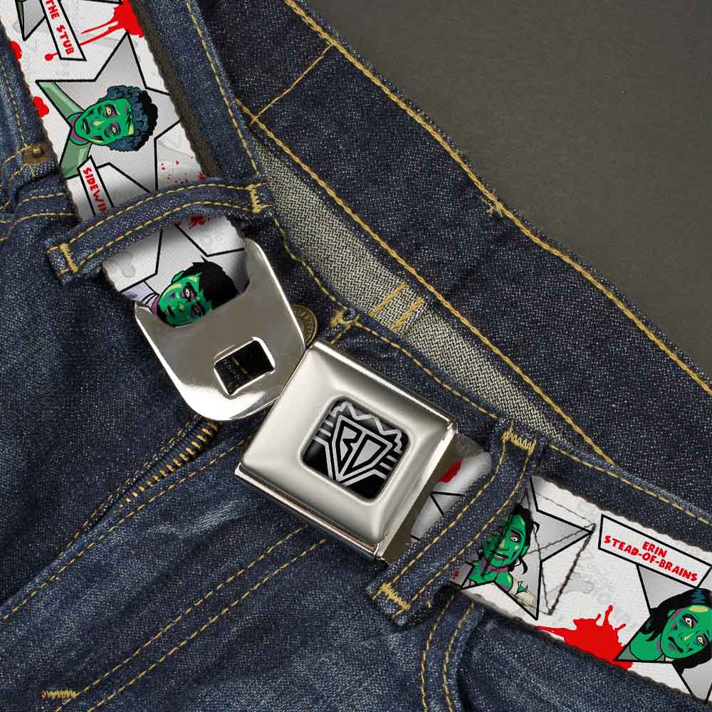 BD Wings Logo CLOSE-UP Full Color Black Silver Seatbelt Belt - Zombie CHOMP! Webbing Seatbelt Belts Buckle-Down