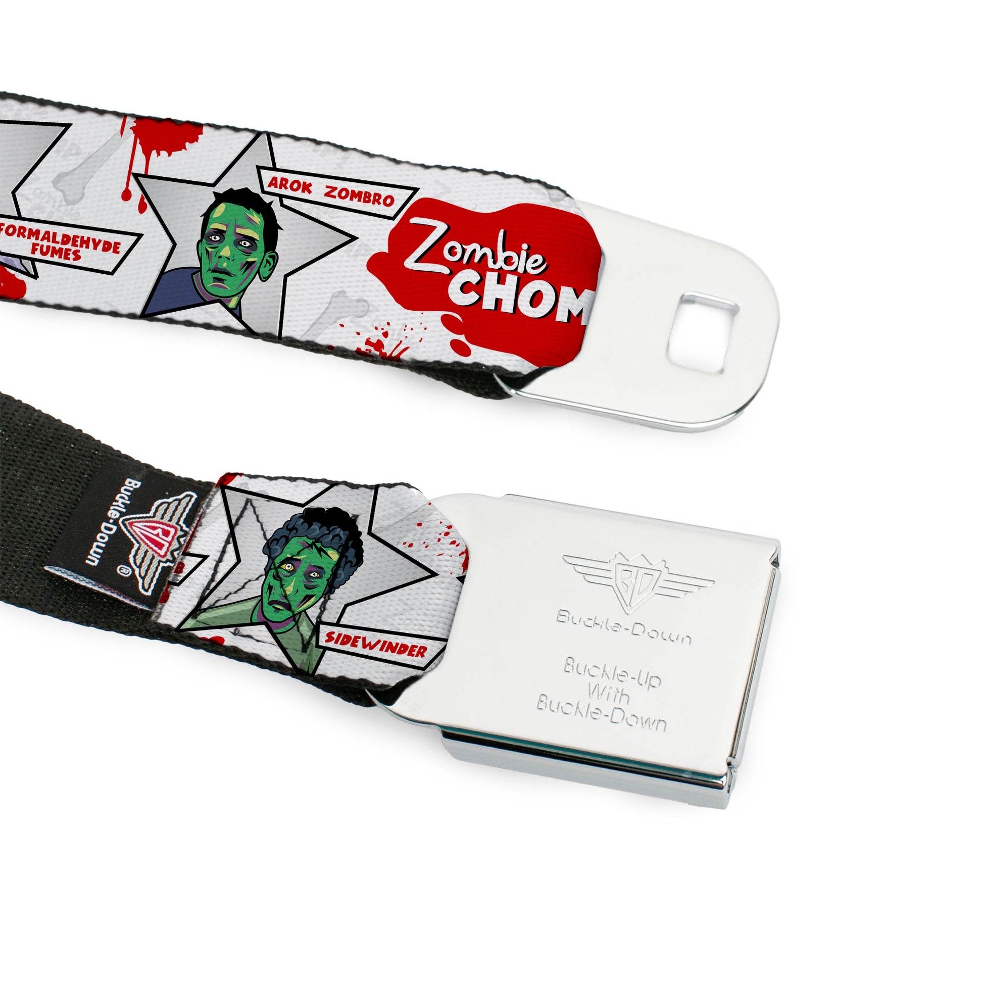BD Wings Logo CLOSE-UP Full Color Black Silver Seatbelt Belt - Zombie CHOMP! Webbing Seatbelt Belts Buckle-Down