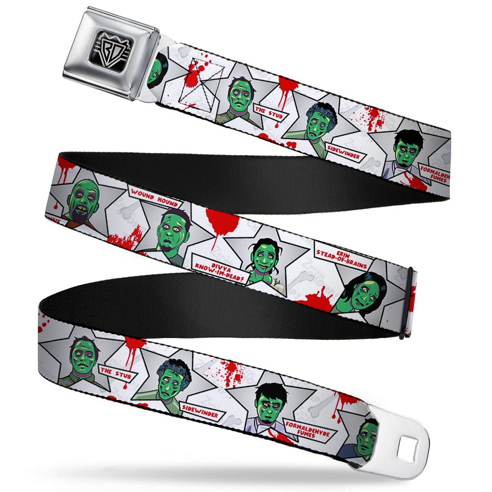 BD Wings Logo CLOSE-UP Full Color Black Silver Seatbelt Belt - Zombie CHOMP! Webbing Seatbelt Belts Buckle-Down