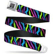 BD Wings Logo CLOSE-UP Full Color Black Silver Seatbelt Belt - Zebra Black/Blue/Green/Pink/Purple Webbing Seatbelt Belts Buckle-Down