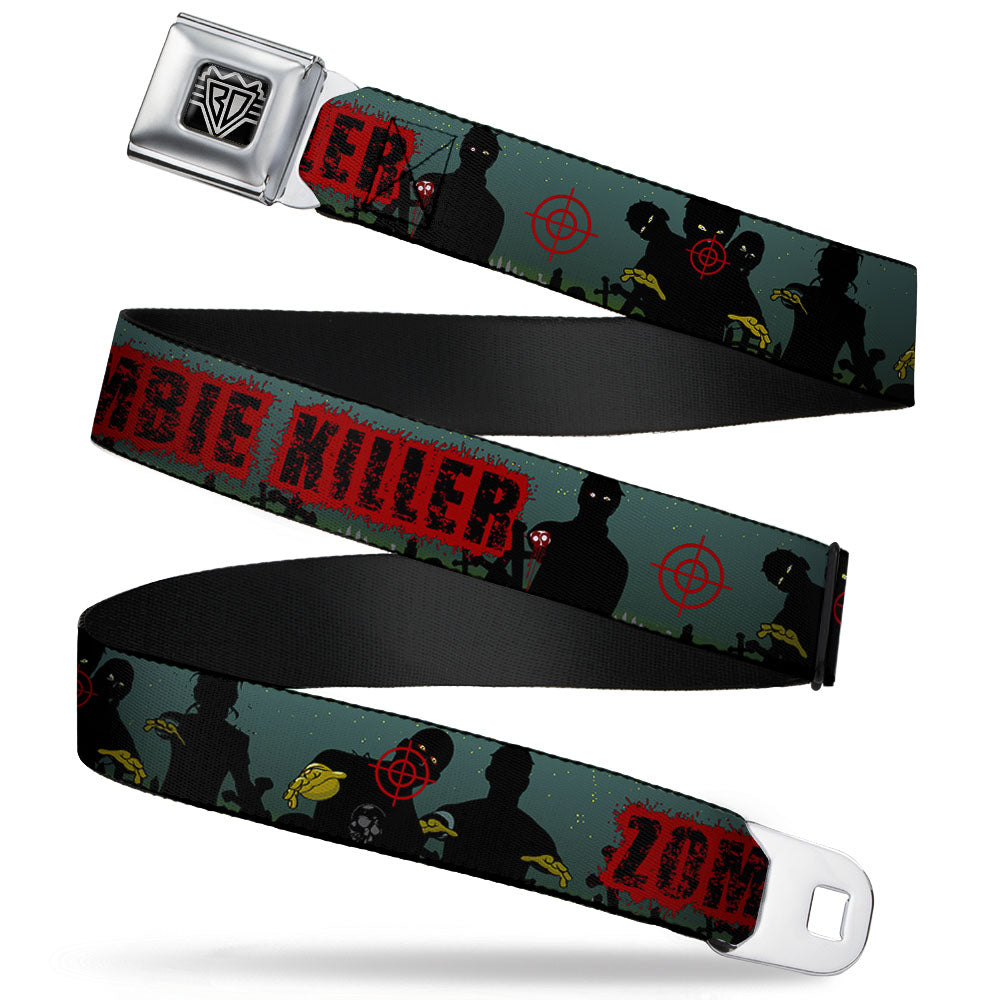 BD Wings Logo CLOSE-UP Full Color Black Silver Seatbelt Belt - ZOMBIE KILLER Zombie March Green/Red/Black Webbing Seatbelt Belts Buckle-Down