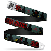 BD Wings Logo CLOSE-UP Full Color Black Silver Seatbelt Belt - ZOMBIE KILLER Zombie March Green/Red/Black Webbing Seatbelt Belts Buckle-Down
