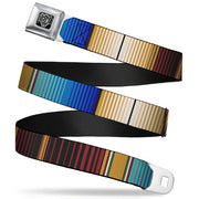 BD Wings Logo CLOSE-UP Full Color Black Silver Seatbelt Belt - Zarape6 Vertical Stripe Gold/Blues/Black/Red Webbing Seatbelt Belts Buckle-Down