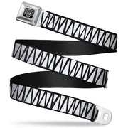 BD Wings Logo CLOSE-UP Full Color Black Silver Seatbelt Belt - Zig Zag Doodle Black/White Webbing Seatbelt Belts Buckle-Down