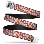 BD Wings Logo CLOSE-UP Full Color Black Silver Seatbelt Belt - Zig Zag Doodle Red/Tan/Blues/Orange Webbing Seatbelt Belts Buckle-Down